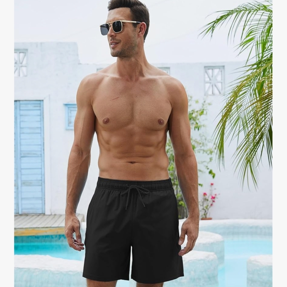 Mens Swim Trunks with Compression Liner Quick Dry Bathing Suit Size Medium